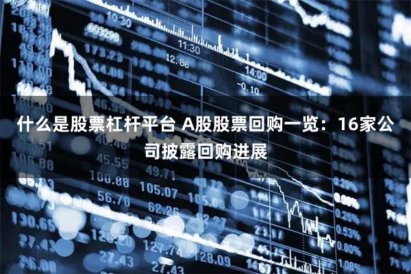什么是股票杠杆平台 A股股票回购一览：16家公司披露回购进展